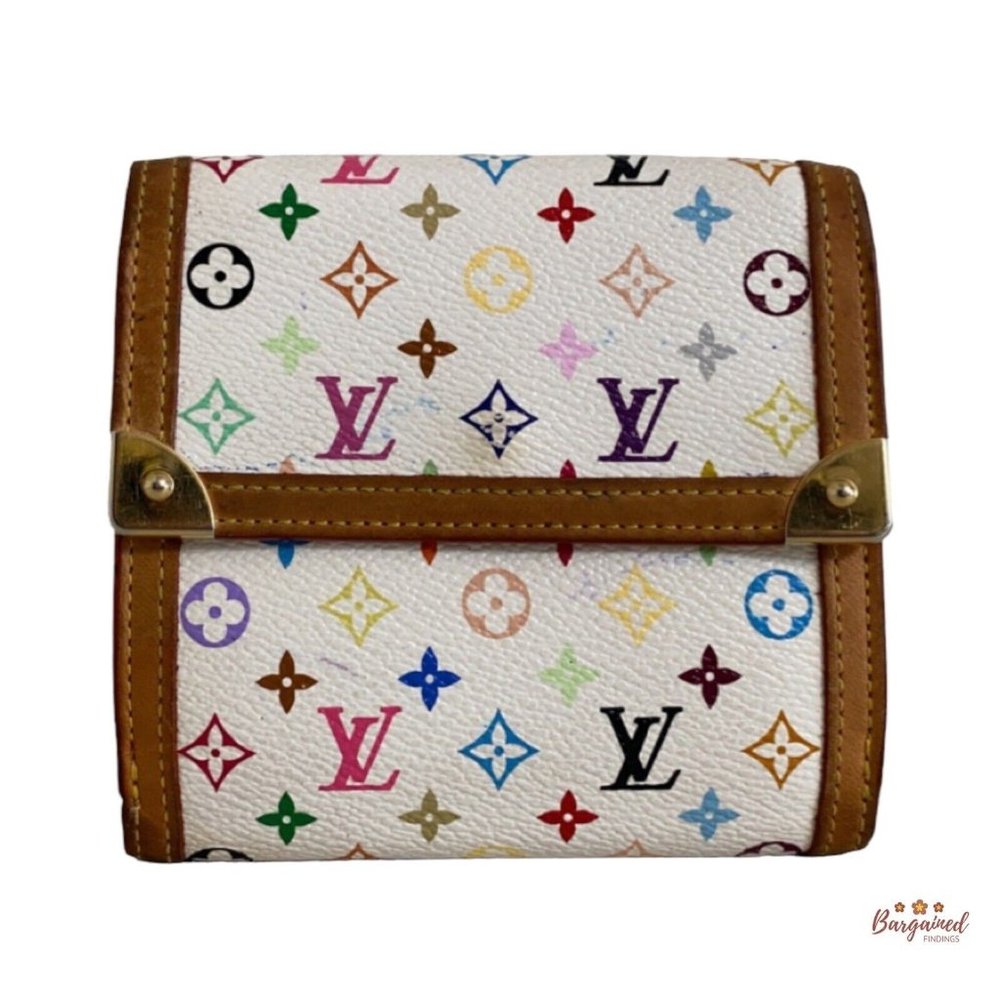 Authentic Louis Vuitton Multicolor Monogram Canvas Leather Elise Trifold Wallet